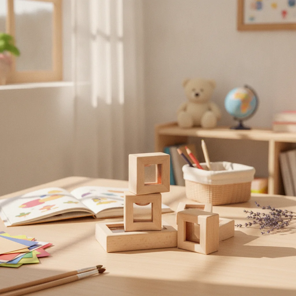 22 Pieces Wooden Sensory Blocks Stackable Transparent Block Set Geometric Block Set Translucent Colors Building Toy