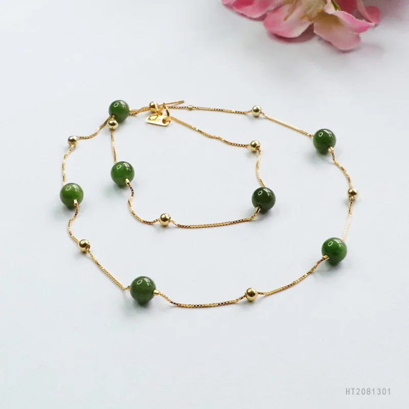 

S925 Silver Starry Sky Necklace Natural Hetian Jade Pendant Elegant Jewelry HT2081301