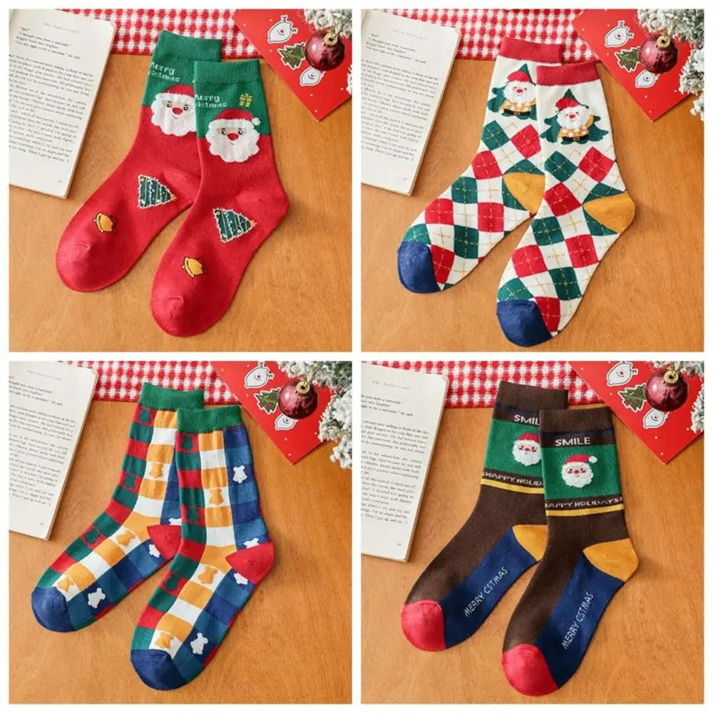Christmas Tree Christmas Socks Thickened Cotton Santa Claus Socks Middle Tube Socks Crew Socks Happy Christmas Socks Student