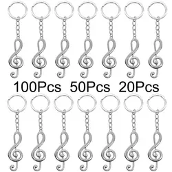 Wholesale 100 50 20Pcs Musical Music Symbol Key Rings Key Keyrings Keychains G Clef Music Metal Keychain