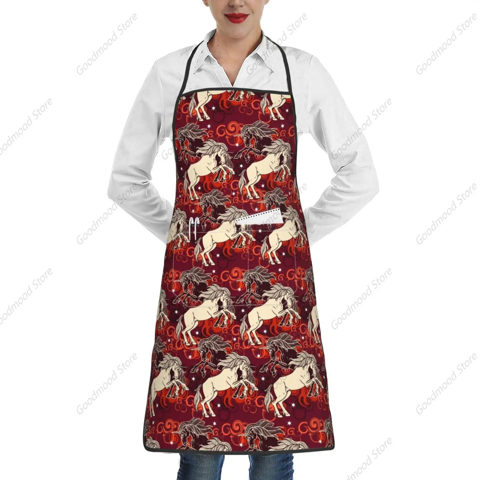 Women Men for Unicorn Western Native Horse Apron Kitchen And Cooking For Women Coffee Shops Machine Washable