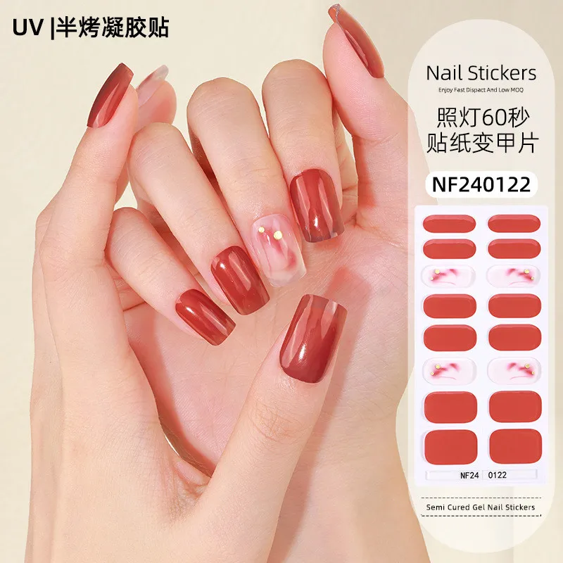 Französische Gel-Nagelaufkleber, Heißpräge-Glitzer, UV-Backlampe, gehärtete, halbgehärtete Nagelaufkleber