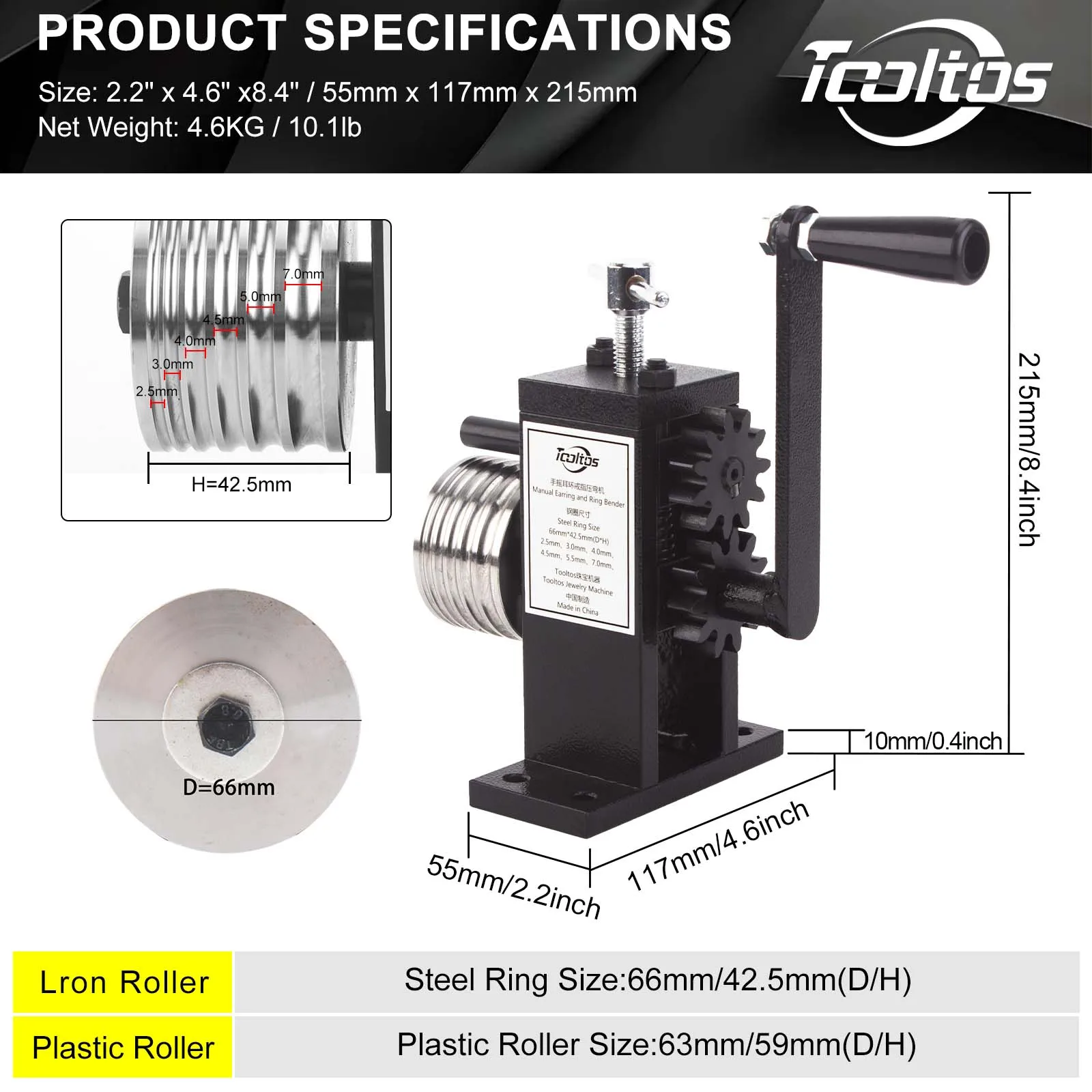 Multi-Purpose Hand Crank Bender Tool for Rings, Earrings & Jewelry - Metalworking Tool for Gold, Silver, Copper Stamping