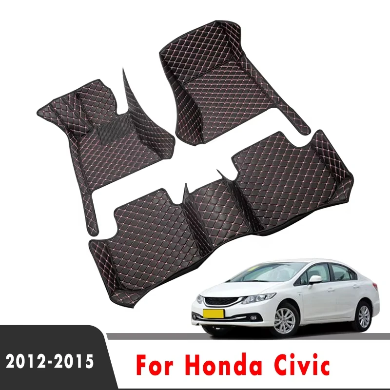 

Автомобильные коврики на заказ для ковров Honda Civic 2015, 2014, 2013, 2012, кожаный чехол, аксессуары, кожаные подкладки для ног в салоне