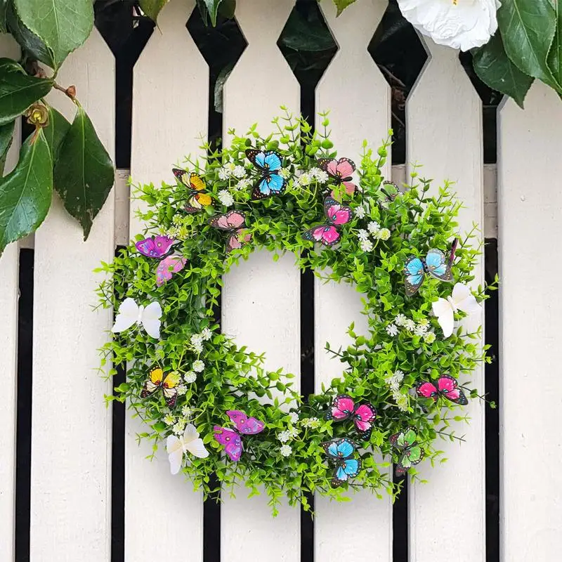 Front Door Wreaths For Spring Artificial Butterfly Flowers Front Door Wreath Rustic Front Door Garlands Welcome Door Sign For