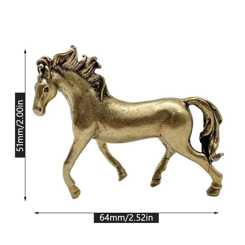 Pure Copper 12 Zodiac Solid Horse Feng Shui Ornaments Vintage Bronze Running Horses Statue Miniatures Figurines Desk Decorations