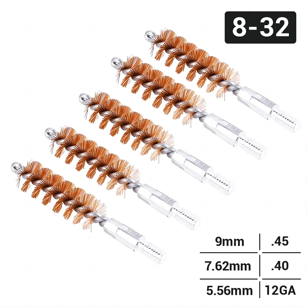 5Pcs/Set Gun Cleaning Brush Head Kit 9mm .30 7.62mm .22 5.56mm .40 .45 12GA Rifle Pistol Cleaning Tool Hunting Gun Accessories