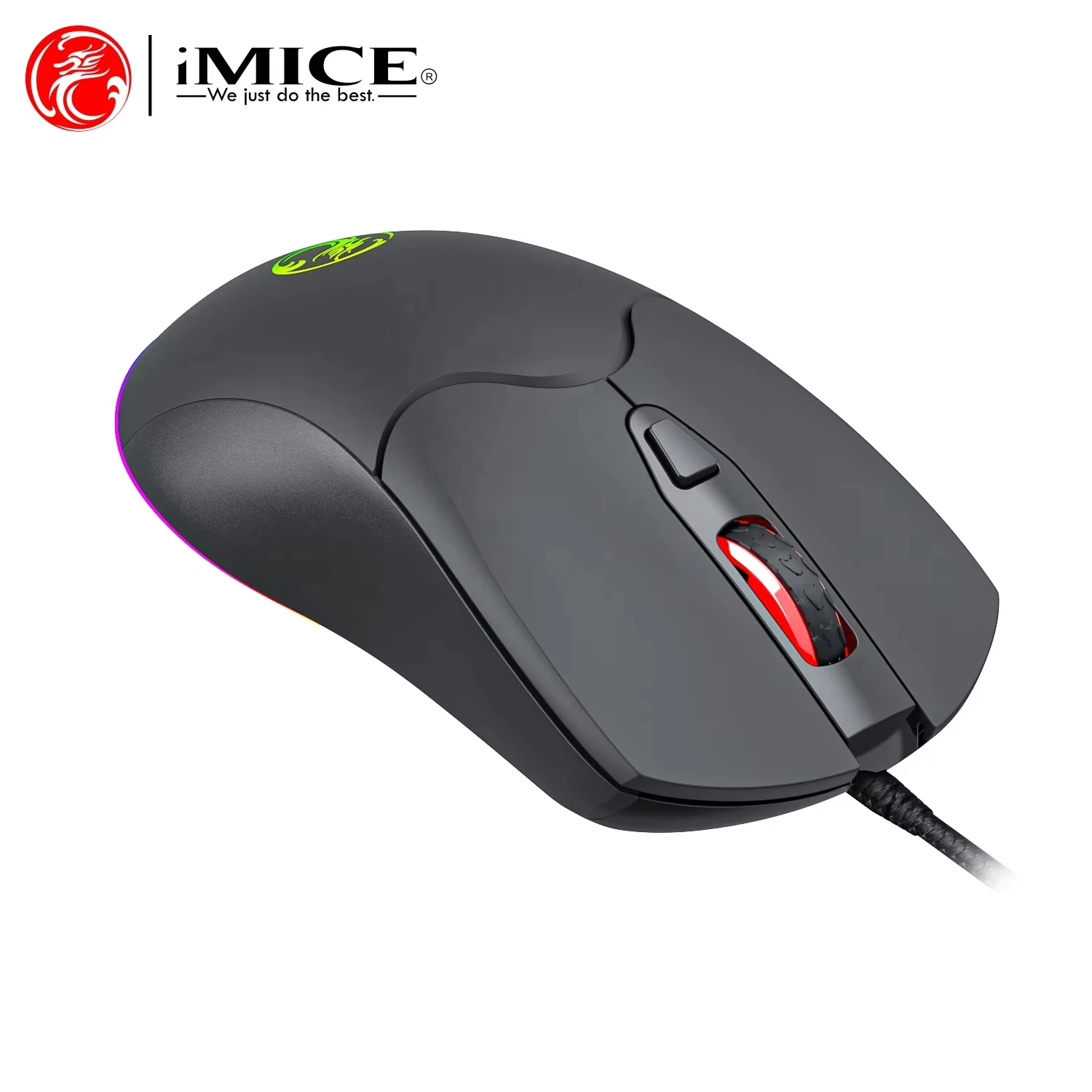 Mouse da gioco IMICE X1 Mouse per computer USB cablato con retroilluminazione RGB 6 DPI regolabili Mouse ergonomico per PC portatile con 6 pulsanti