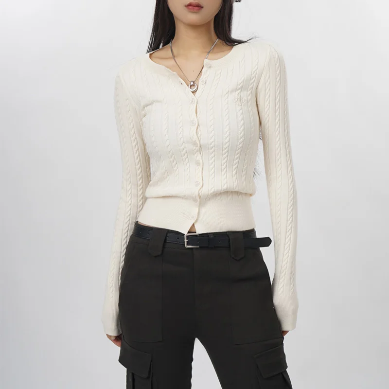 Women's Button Through Cable Knit  Cardigan