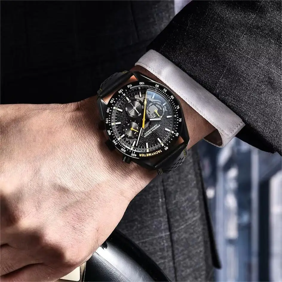 PAGANI DESIGN القمر الظلام ساعات رجالية فاخرة ساعات كوارتز الرجال متعددة الوظائف كرونوغراف AR الياقوت الزجاج ساعة اليد 2024 جديد