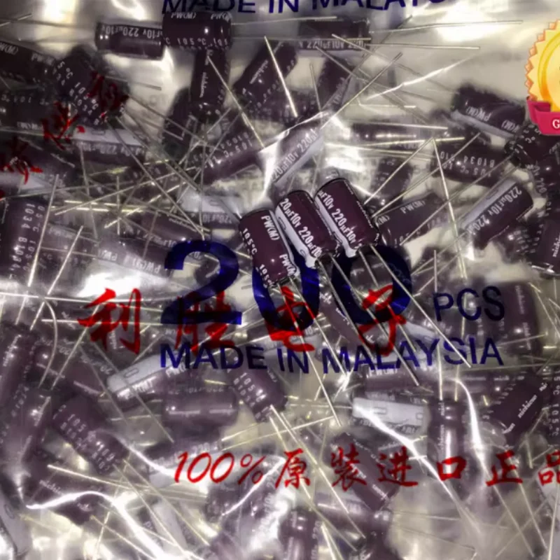 

10-100 шт. японских конденсаторов Nichicon 220 мкФ 10В, 10V220UF, 6*11 PW LD, высокочастотные, с низким сопротивлением.