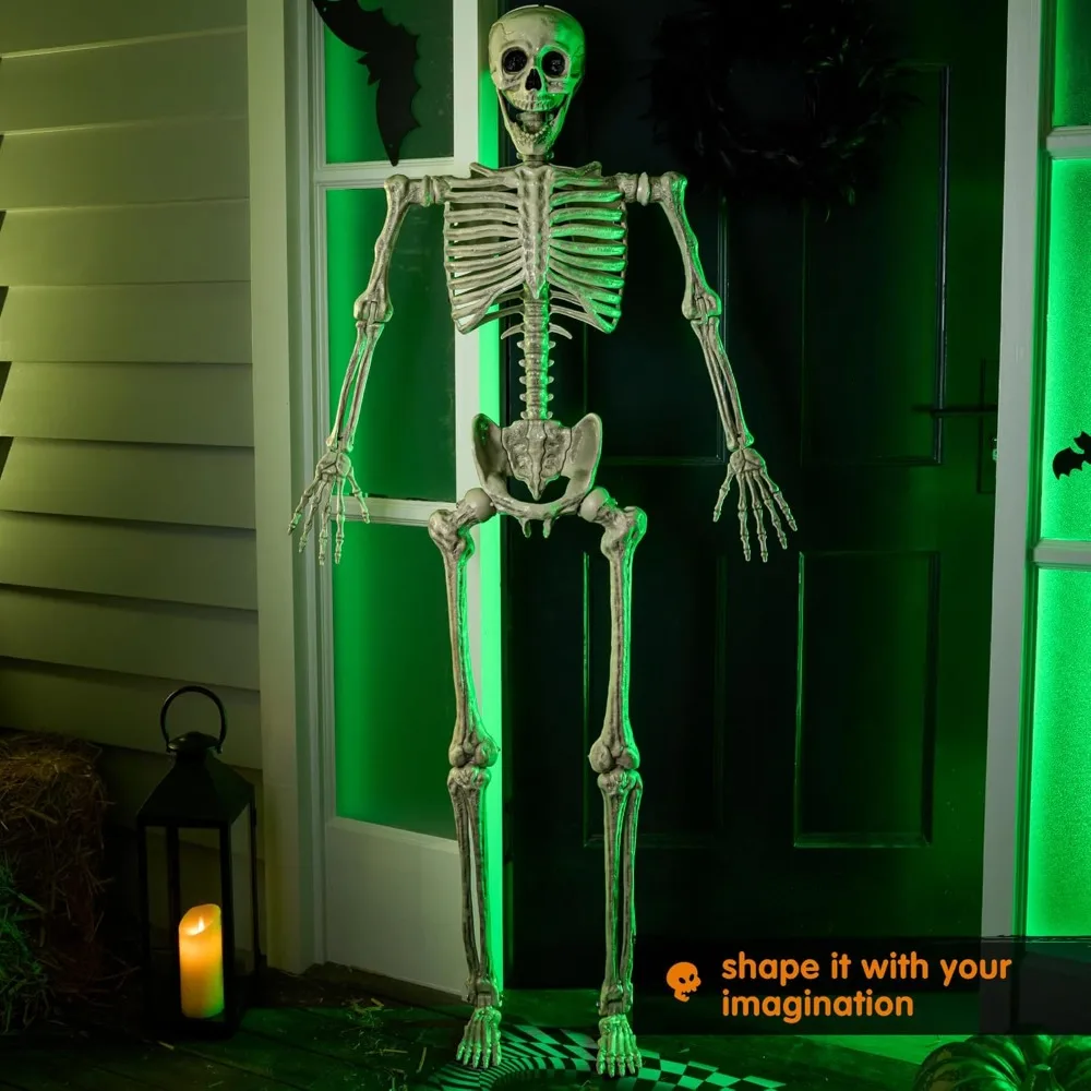 

5.6 FT Halloween Posable Life Size Skeleton Full Body Realistic Bones with Movable Joints for Halloween Indoor and Outdoor