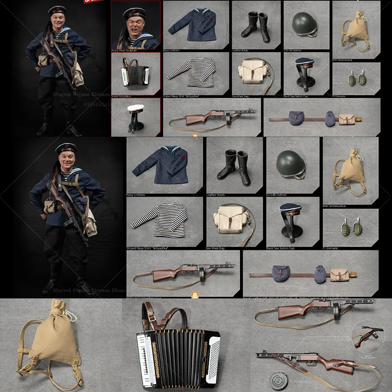 

Hot Sales 1/6 Scale Military Music Culture Navy Telnyashka Top 12-inch Full Set Action Figure Soldier FP021 A-normal B-special