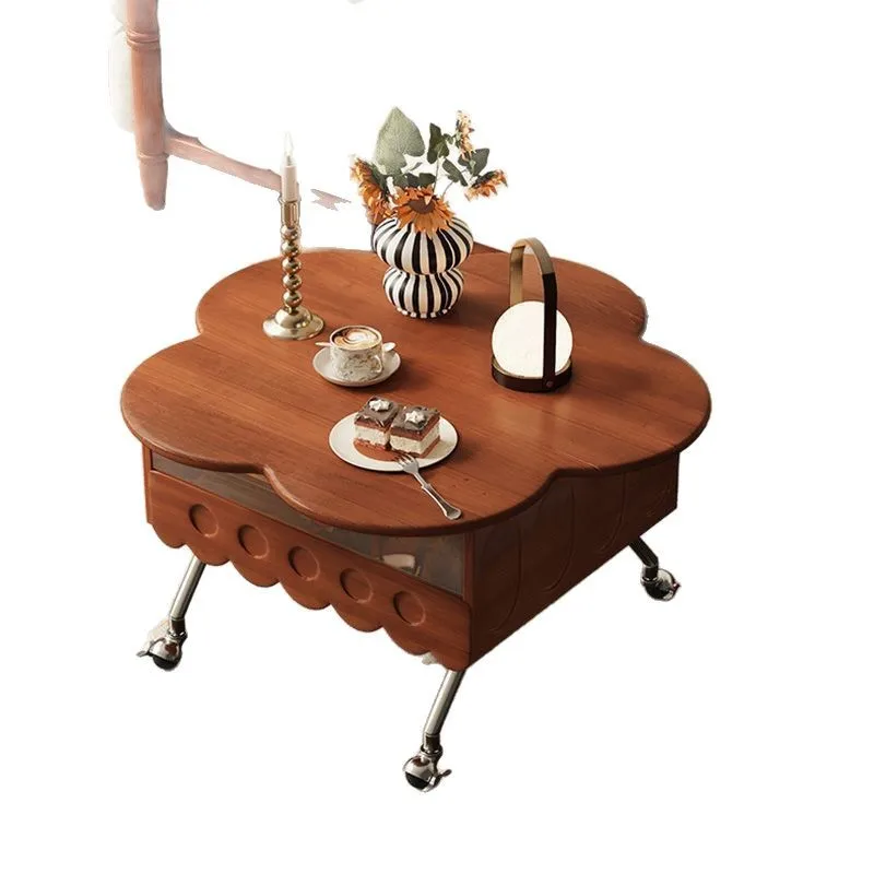 

lifting petal coffee table household living room movable side table small apartment multi-functional rock slab tea table