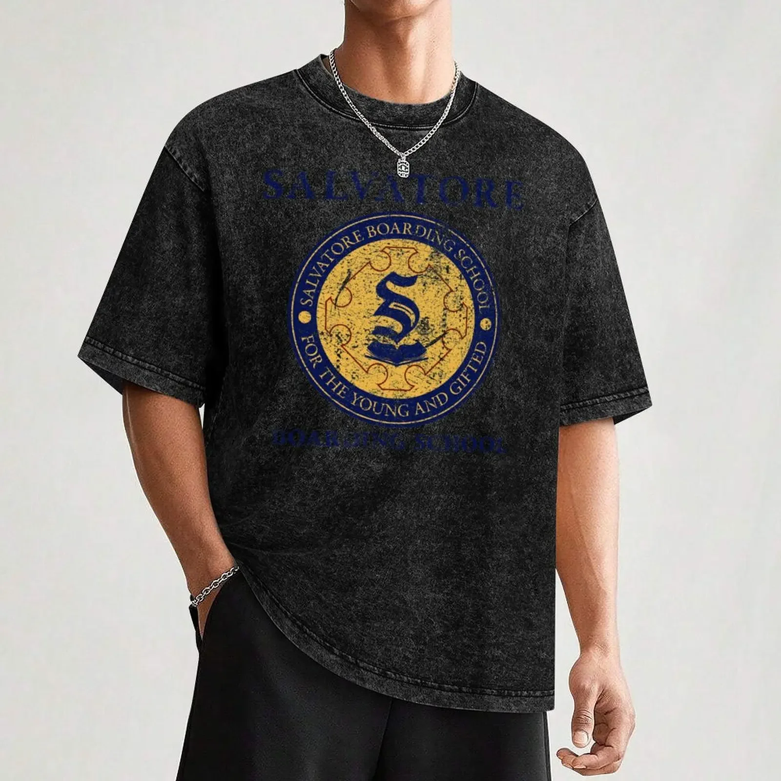 مدرسة الصعود سلفاتور - تي شيرت المتعثر ملابس عيد الحب كبيرة الحجم قمصان اللمعان ملابس رجالي مصممة