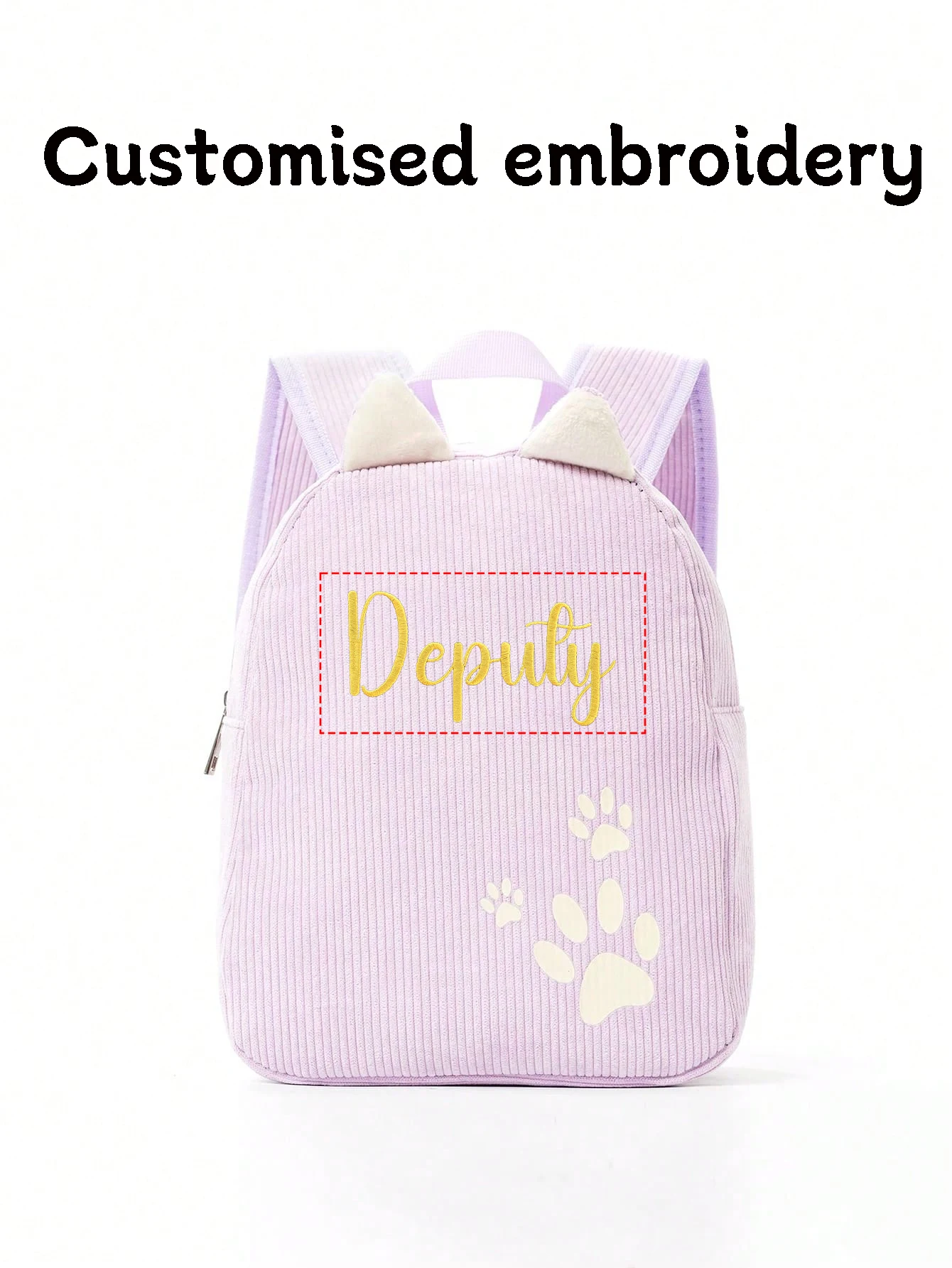 (Please leave a message for customer service) Embroidery custom DIY graphic and text, corduroy dog paw bag