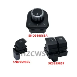 Chrome Window Switch Mirror Button 5K3959857 5ND959565A 5ND959855 for VW Passat B6 Eos Golf 5 6 Plus GTI Mk5 Mk6 Tiguan SCIROCCO