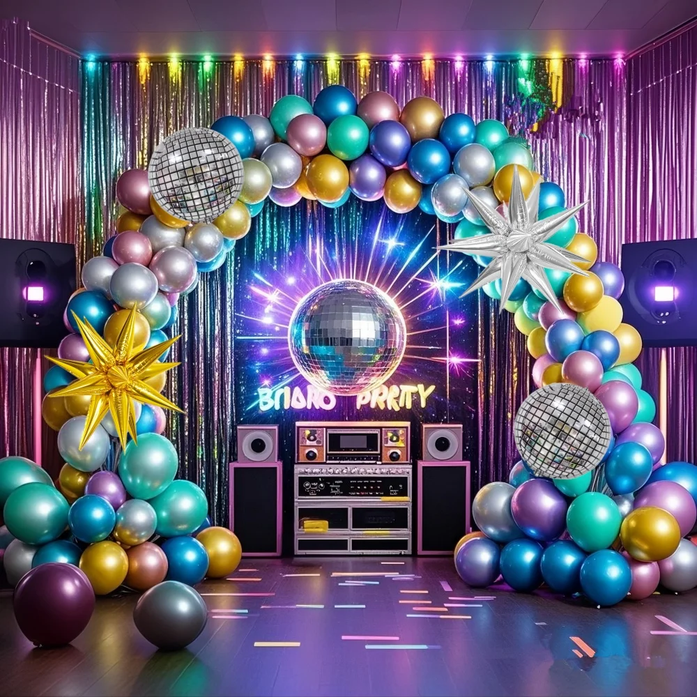 

Набор арки из воздушных шаров в стиле диско, 137 шт., подходит для вечеринок в стиле ретро, вечеринок в дискотеке, украшений для вечеринок в честь дня рождения