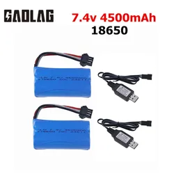 Batteria agli ioni di litio 7.4V 4500mAh spina SM-3P con caricabatterie USB per orologio rilevamento dei gesti Twisted RC Stunt Car 18650 7.4v parti della batteria