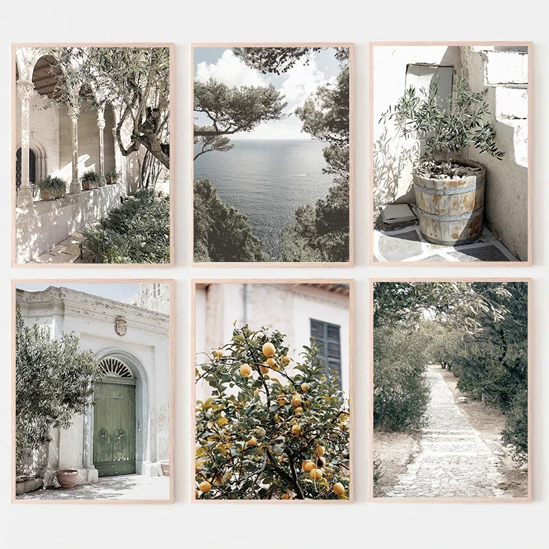Paisaje mediterráneo de Italia, olivos, campo, turismo, paisajes naturales, carteles, pintura en lienzo, cuadro de pared, decoración del hogar