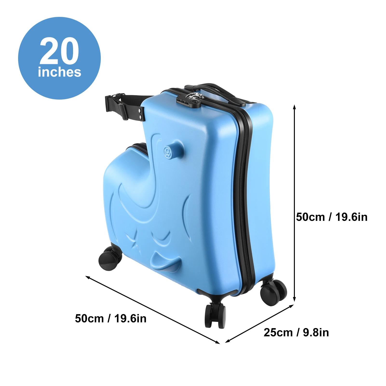 Kids Ride on Luggage Toddler Luggage Seat Ride on Kids Travel Suitcase with Safety Belt, Wheels for Toddler Airplane Travel