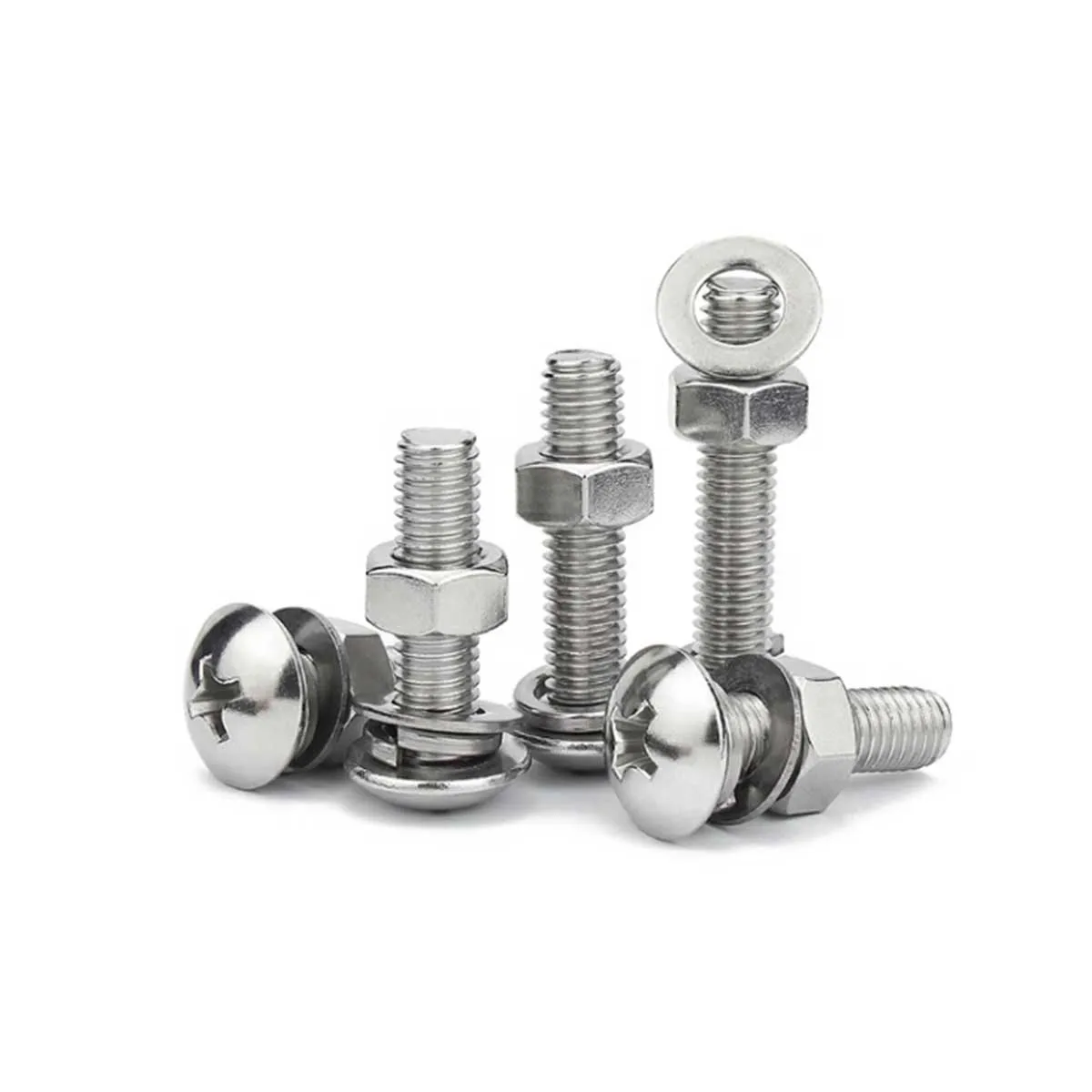 304 Stainless Steel Large Flat Head Cross Screw Set Nut Flat Washer Bolt Combination M3M4M5M6M8