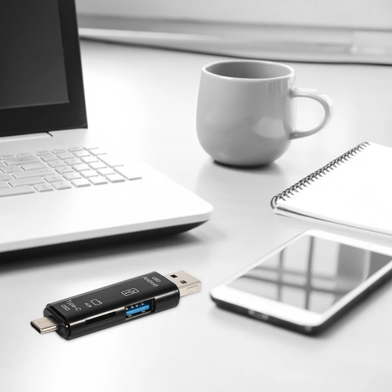 5-In-1 Multifunctionele Otg Kaartlezer Micro-Sd/Sd Kaart/Usb-Lezer Ondersteuning Tf Android Type-C Telefoon/Computer/Type-C Unive