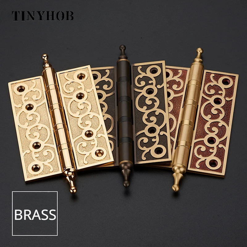 European Carving Craftsmanship / Furniture Door Hinge Accessories 5 Inch with Screws Brass Mute Hinges Decorative 8 Inch