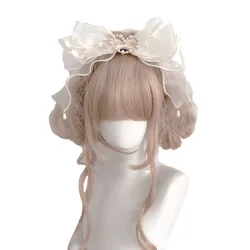 Lolita accessories pearl kc Lolita headband princess tiara organza anime bow lolita hair accessories