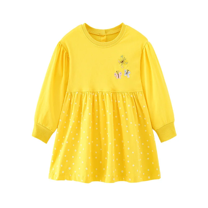 Jumping Meters 2-7T Tiere Applikation Prinzessin Mädchen Kleider Herbst Frühling Party Geburtstag Baby Kleidung Oansatz Kleinkind kostüm – Detail 7