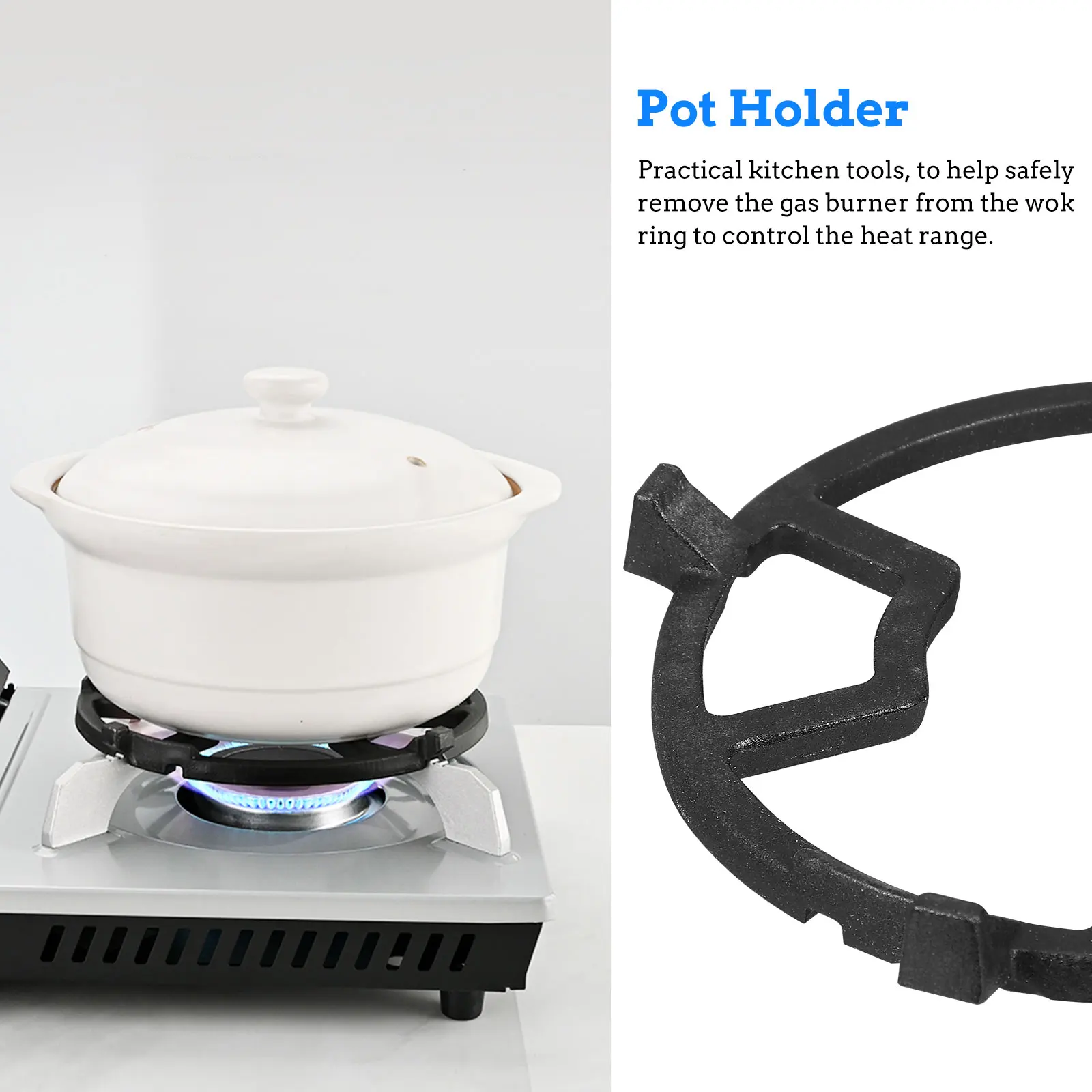 

1pc Cast Iron Gas Stove Rack Heat Resistant Non-Slip Wok 4 Slots For Pans Casseroles Stove Accessories Carbon Steel