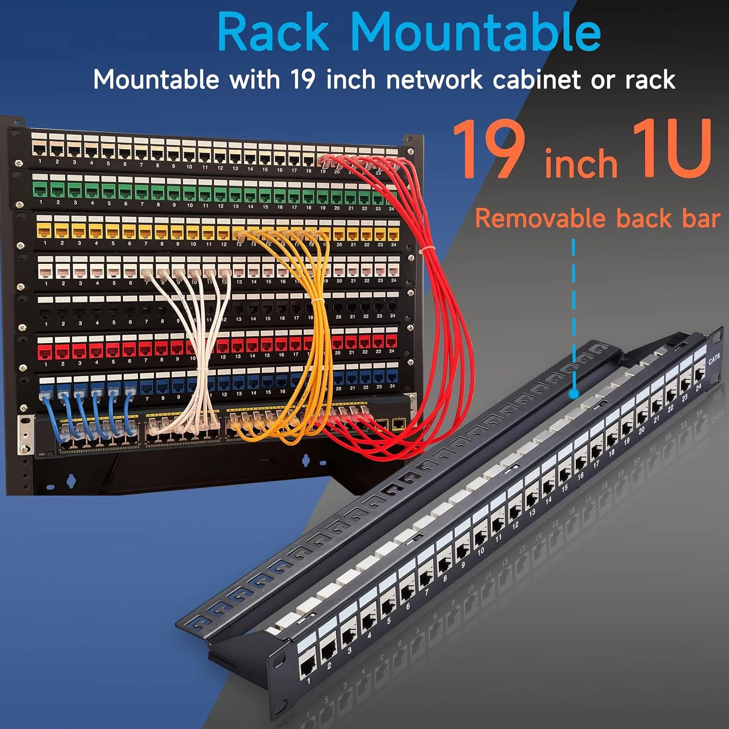 Imagem -06 - Zoerax-inline Keystone Ethernet Patch Panel Rj45 Patch Panel Cat6 Alimentação Através Rede de Acoplador 19 24 Portas