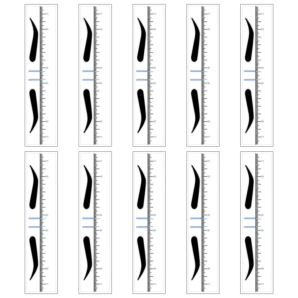 

50 Pcs Eyebrow Positioning Ruler Stencils Guide Disposable Pvc Mapping Tool Measuring Shaper