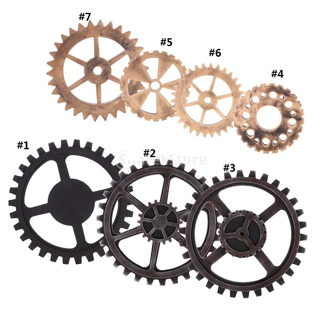 Wooden Gear Retro Steampunk Decor Wall Hanging Ornament for Home Decorations Room Bar Cafe