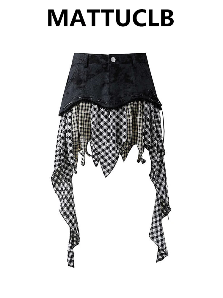 

Лето 2022, женская мини-джинсовая юбка Kpop Harajuku, 2000-е годы, нерегулярный дизайн E-girl Shoujo Y2k Coquette Gyaru Cyber Punk Grunge, новинка