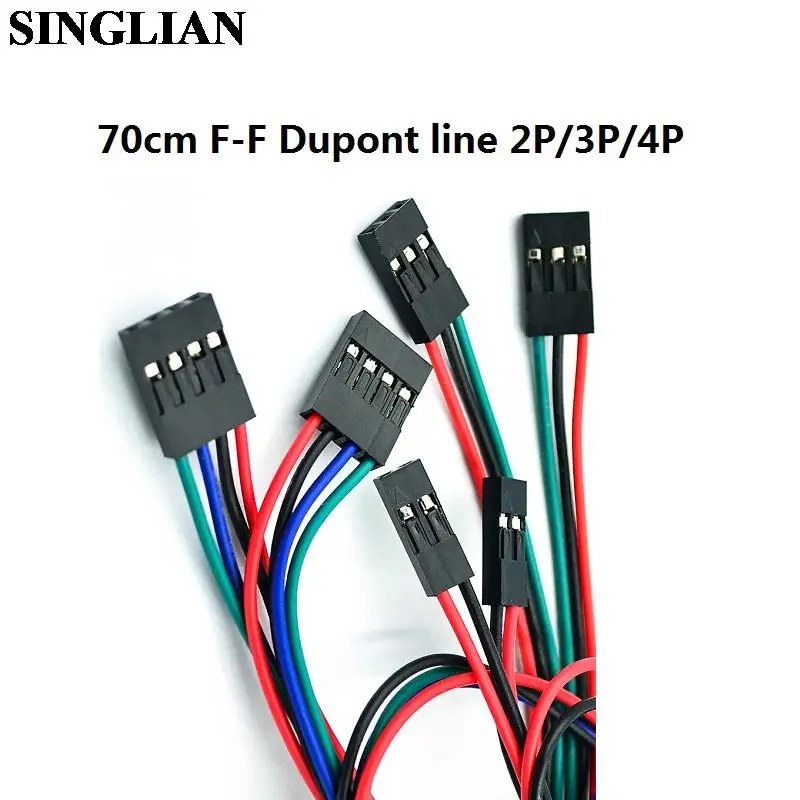 70cm Dupont Line Female To Female Head 2P-2P/3P-3P/4P-4P 2.54mm Spacing F-F DuPont Cable Jumper Wire For 3D Printer Parts