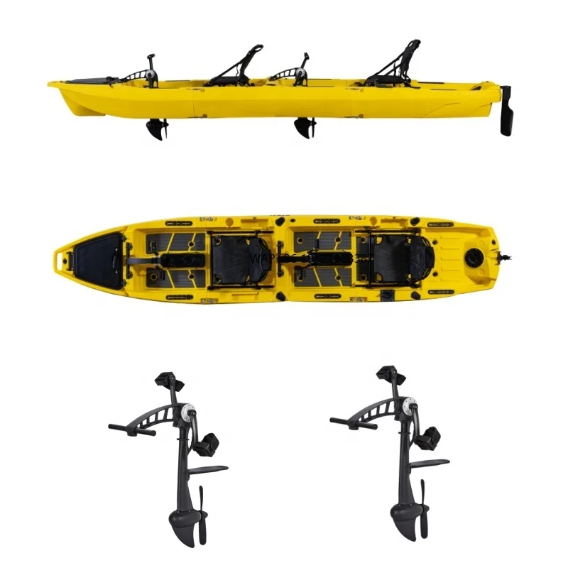

2025 New Fashion 14FT Portable Divisibile Tandem Pedal Fishing Kayak 3 Piece Split Modular Kayak with Propeller Pedal Drive