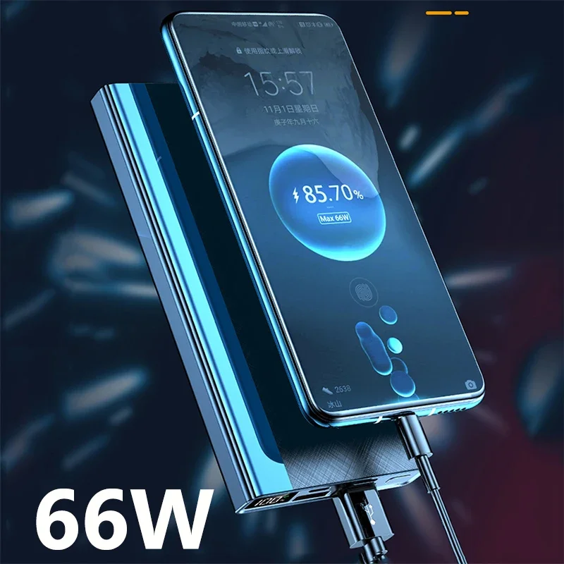 พาวเวอร์แบงค์30000mAh 66W ชาร์จเร็วสุดๆสำหรับ iPhone 13 14 Pro Huawei Xiaomi Samsung PD 20W ที่ชาร์จแบตเตอรี่ภายนอกพาวเวอร์แบงค์