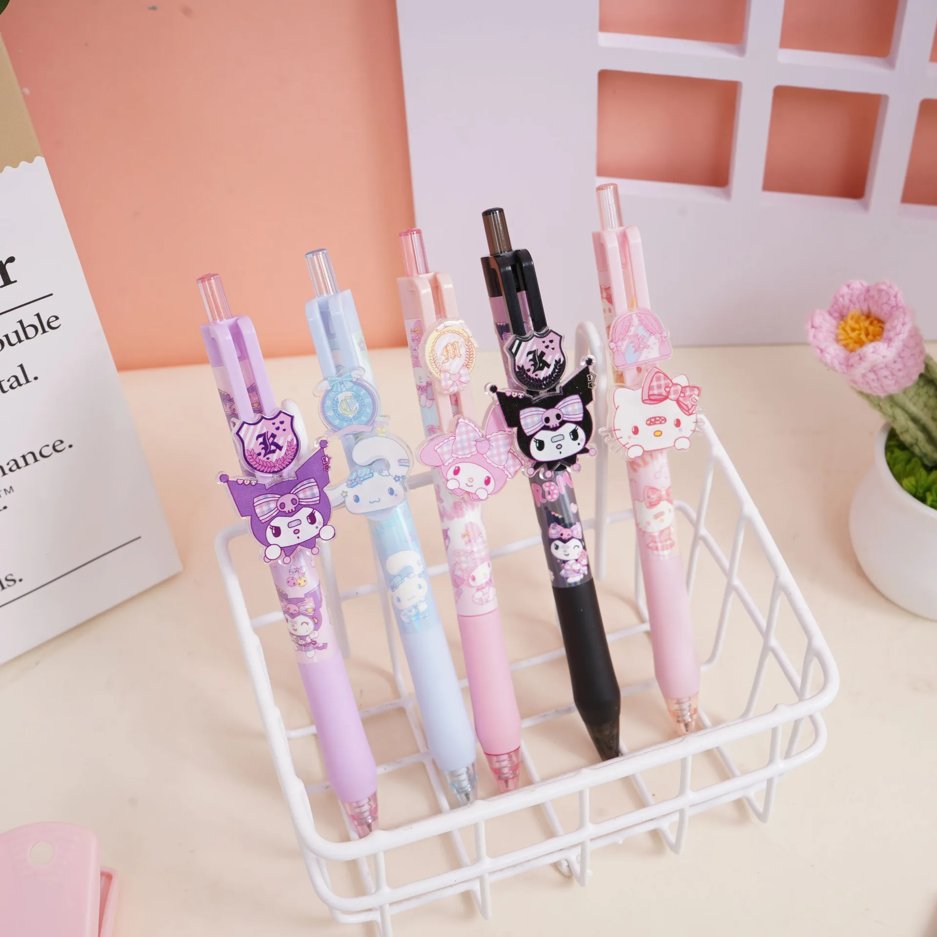 4/5/6 Stück/Set 0,55 mm Sanrio Kuromi Cinnamoroll Melody Kawaii Druck-Neutralstift-Box Cartoon Niedlicher Druckstift – Detail 10