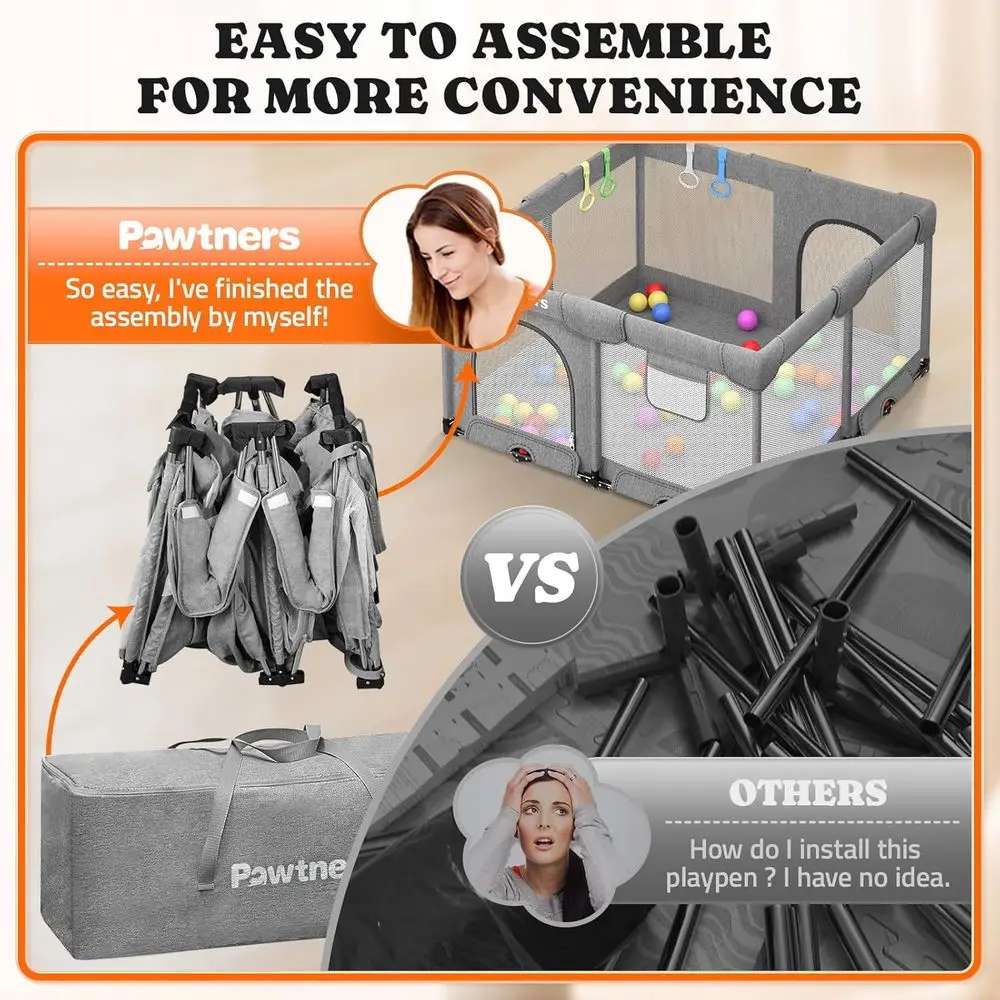 روضة أطفال محمولة مع حصيرة، 50 × 50 × 27، مجموعة كرات أوشن، منطقة لعب داخلية ذات 4 مقابض #2