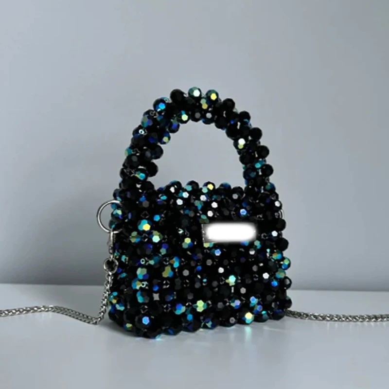 New Shiny Crystal Bead Women\'s Bag Luxurious High-end Banquet Party Chain Crossbody Bags Handmade Custom Color Shoulder Handbag