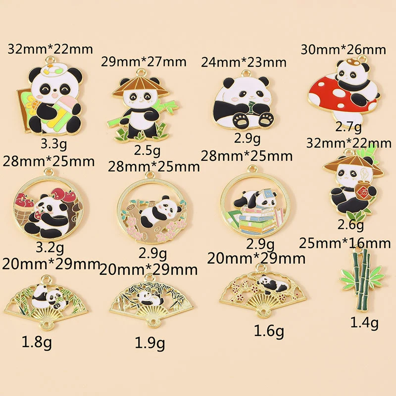 Leslie 10 Stück niedliche Tier-Cartoon-Anhänger mit großen Pandas für Halsketten, Armbänder, Ohrringe, Anhänger, DIY-Schmuckherstellungszubehör – Detail 14