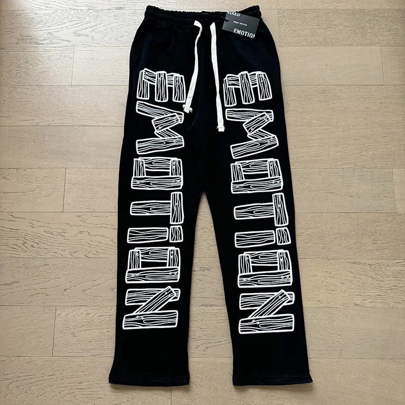 

Classic Faion Spor Casual Men's Long Pants Mixed Emotion Printed High Street Sle Straight Leg Cotton Trousers