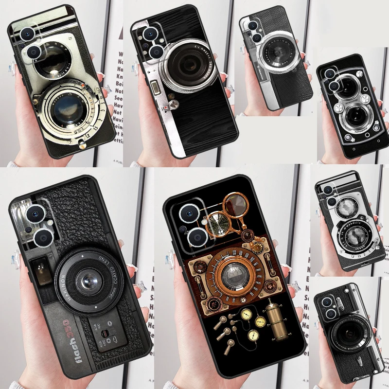 Vintage Camera Case For OPPO Reno 10 Pro 7 6 5 8 Lite 8T 5Z 4Z 2Z OPPO Find X6 Pro X2 X3 Neo X5 Lite Cover