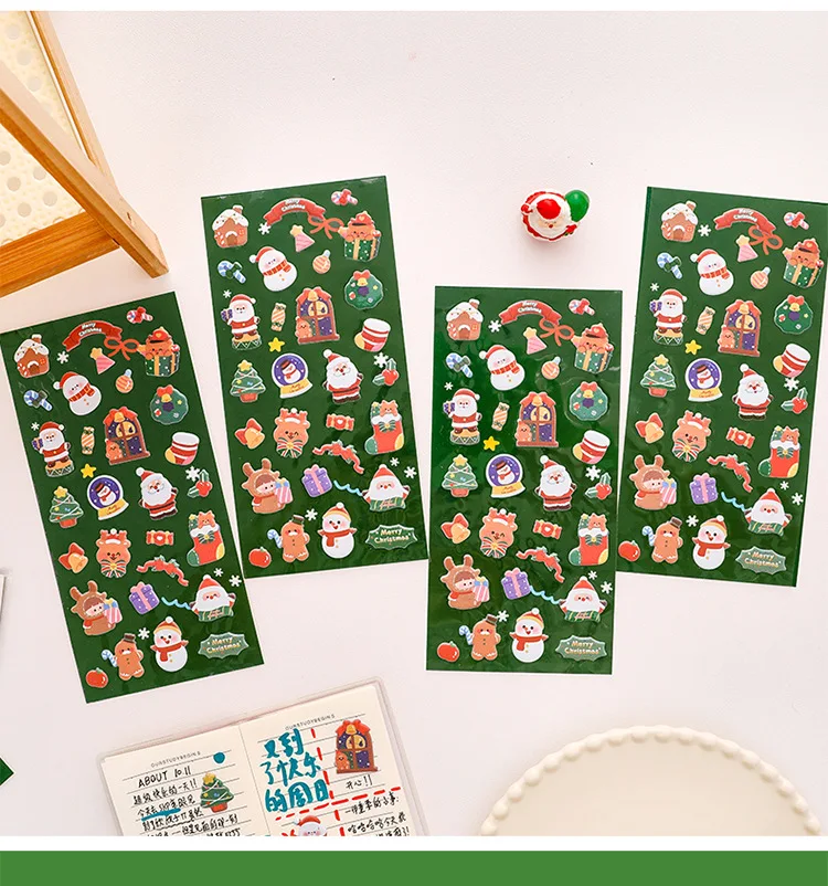 Cute Christmas Bubble Stickers for Kids - Cartoon Santa Claus, Aesthetic Hand Account Stickers, Small Christmas Gift Stickers