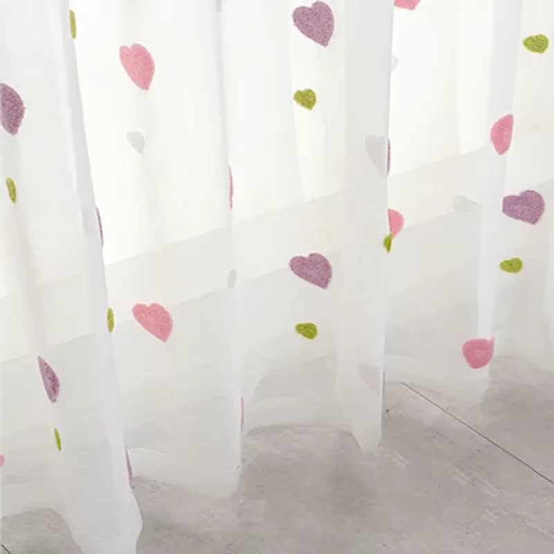 Cartoon Blackout Curtain For Baby Girls Bedroom Embroidered 3D Pink Love Heart Luxury Children Window Drapes Living Room M057H