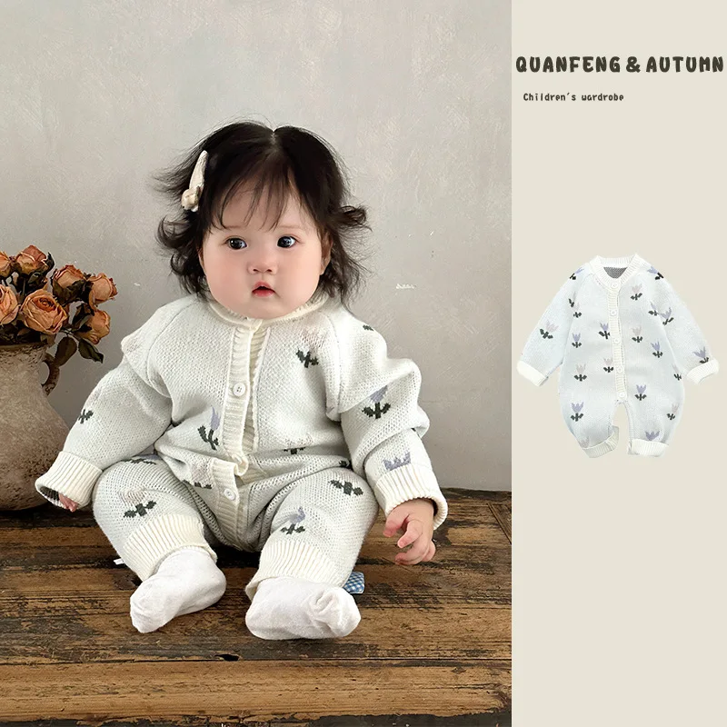 Baby Spring and Autumn Jumpsuit, Newborn Autumn Outfit, Knitted Sweater Stylish Outdoor Climbing Suit