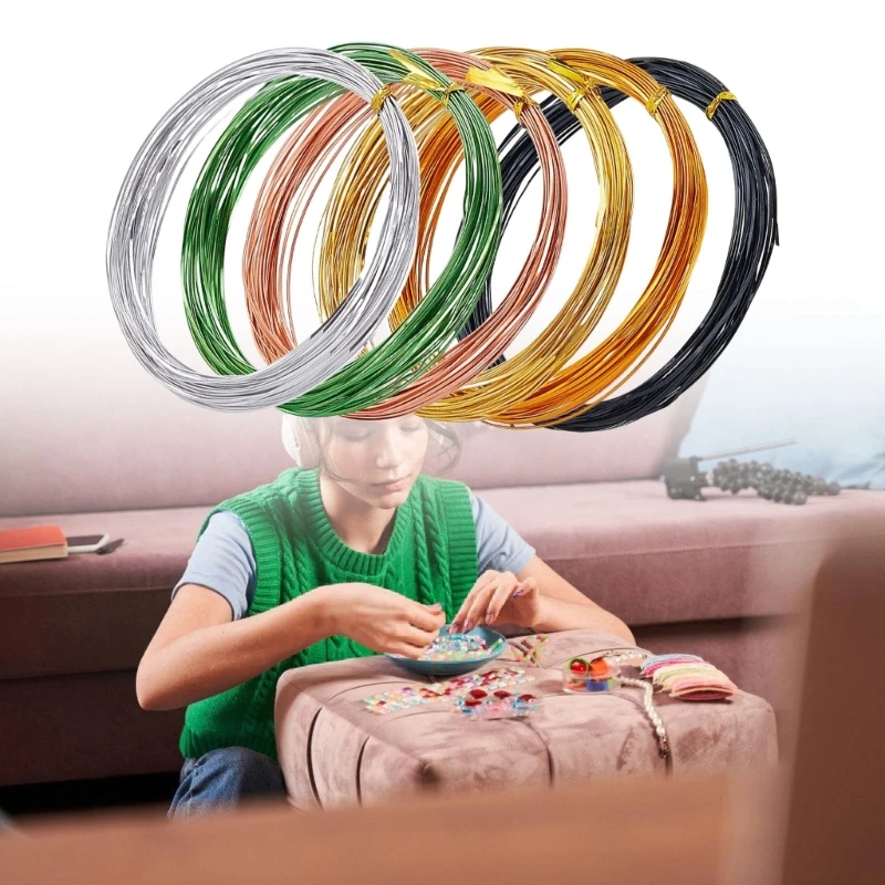 6 Rolls Metal Wire Flexible Aluminium Wire Bending Wire Flat Aluminum Wire Colourful Wire for Jewelry Making Craft