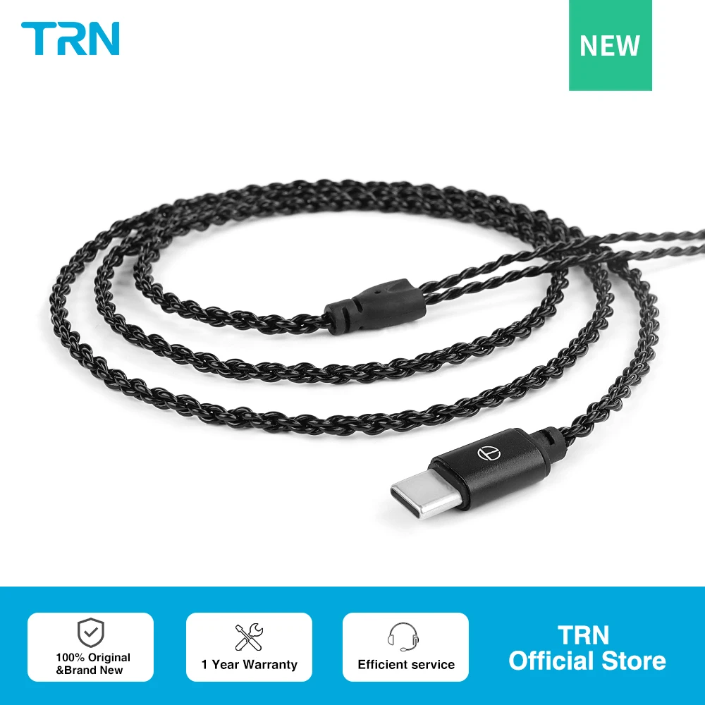 

TRN A1-TC Earphone Type C Cable A High-Quality for Audiophiles 2 PIN for BA16 BAX MT1 MAX MT4PRO TRN Official Store