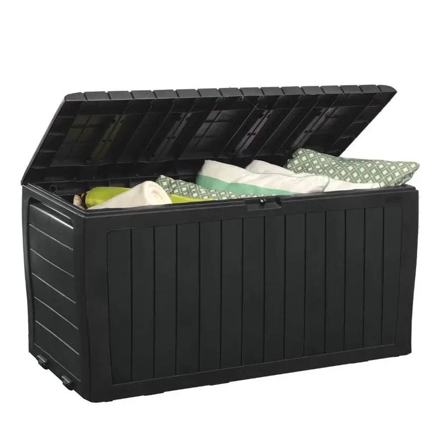 Marvel Plus 71 Gallon Resin Outdoor Storage Box for Patio, Balcony amp Garden WeatherResistant Deck Box for Cushions, Pillows, P